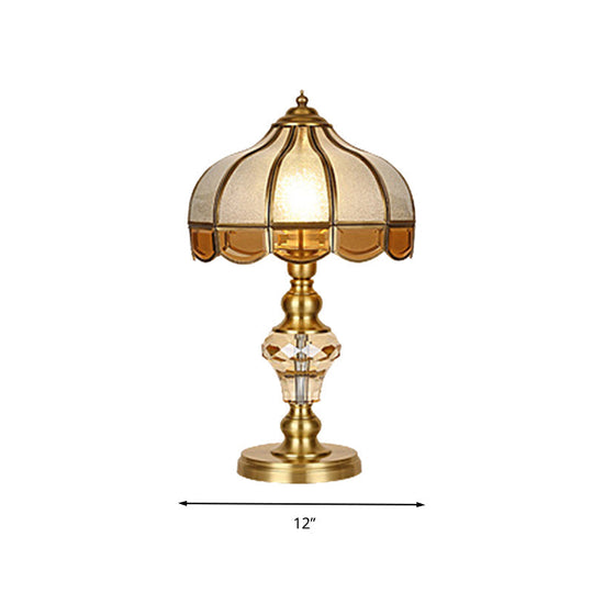 Colonial Crystal Nightstand Lamp In Gold For Bedroom - Elegant 1 Light Table And Lighting