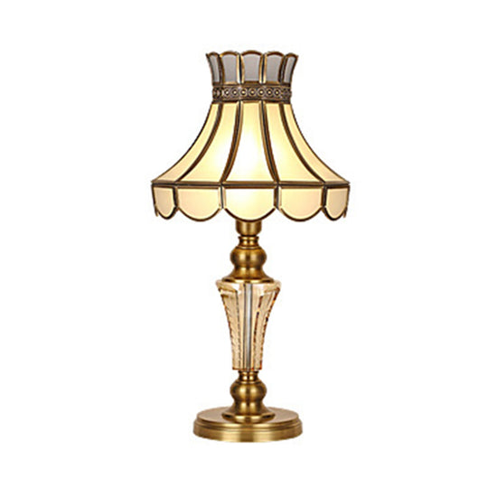 Colonial Crystal Nightstand Lamp In Gold For Bedroom - Elegant 1 Light Table And Lighting