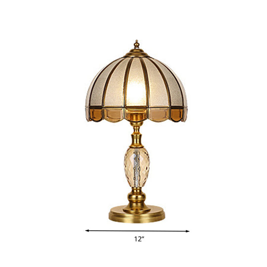 Colonial Crystal Nightstand Lamp In Gold For Bedroom - Elegant 1 Light Table And Lighting