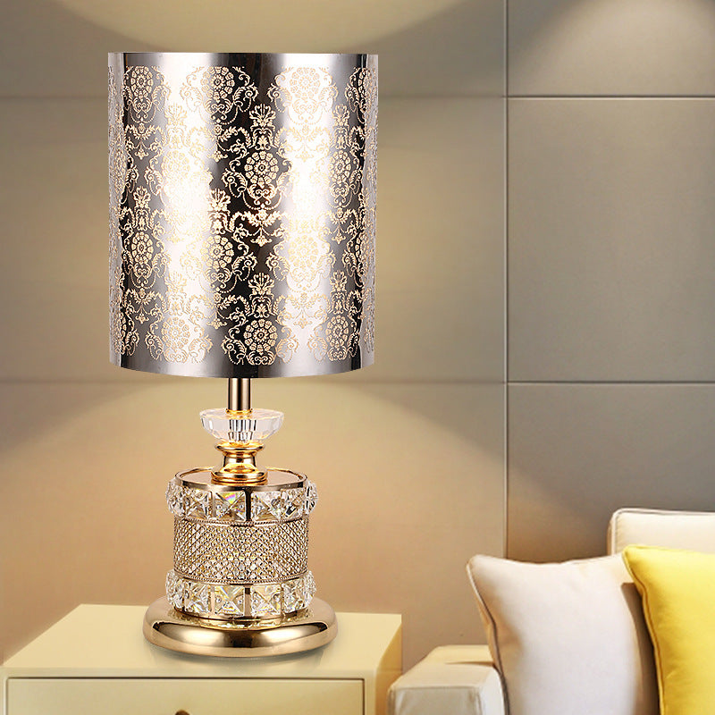 Crystal Gold Nightstand Lamp With Flower/Tree Detail Ideal For Bedroom Traditional Design / Flower