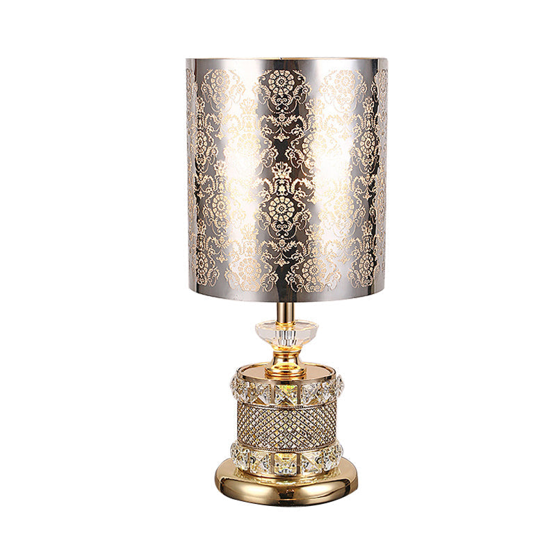 Crystal Gold Nightstand Lamp With Flower/Tree Detail Ideal For Bedroom Traditional Design