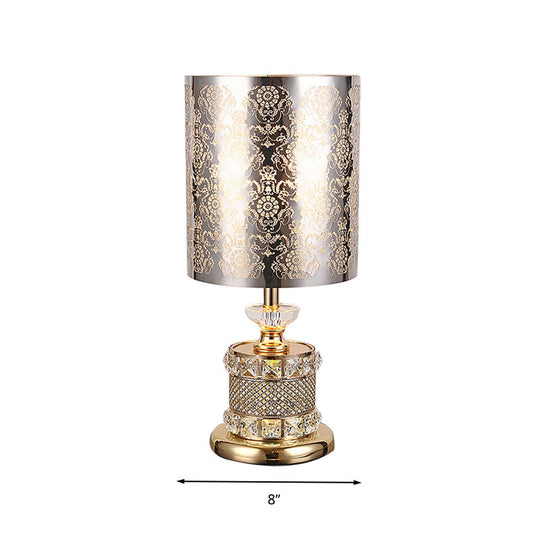 Crystal Gold Nightstand Lamp With Flower/Tree Detail Ideal For Bedroom Traditional Design