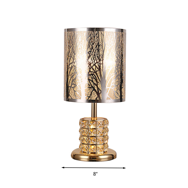 Crystal Gold Nightstand Lamp With Flower/Tree Detail Ideal For Bedroom Traditional Design