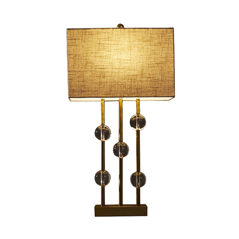 Rustic Beige Fabric Table Lamp With Crystal Deco - Perfect Bedroom Night Light