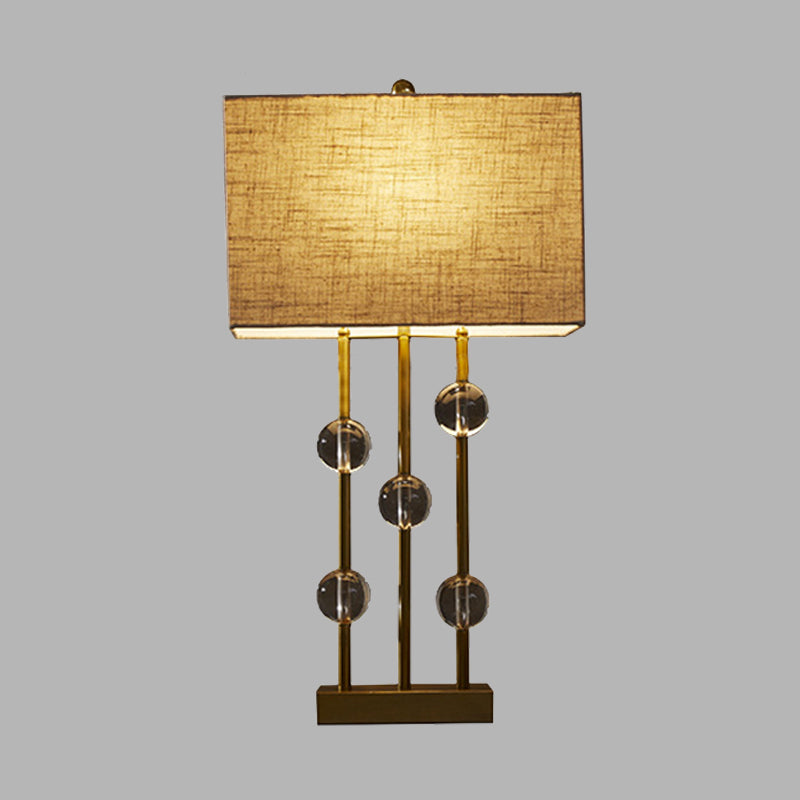 Rustic Beige Fabric Table Lamp With Crystal Deco - Perfect Bedroom Night Light