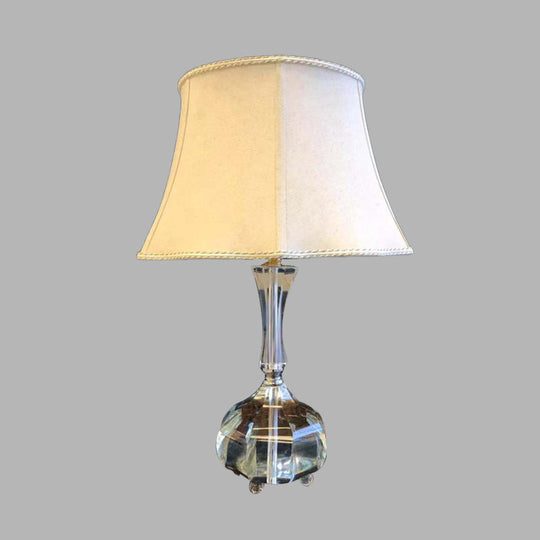 Rustic Fabric Bedside Lamp With Crystal Base For Bedroom