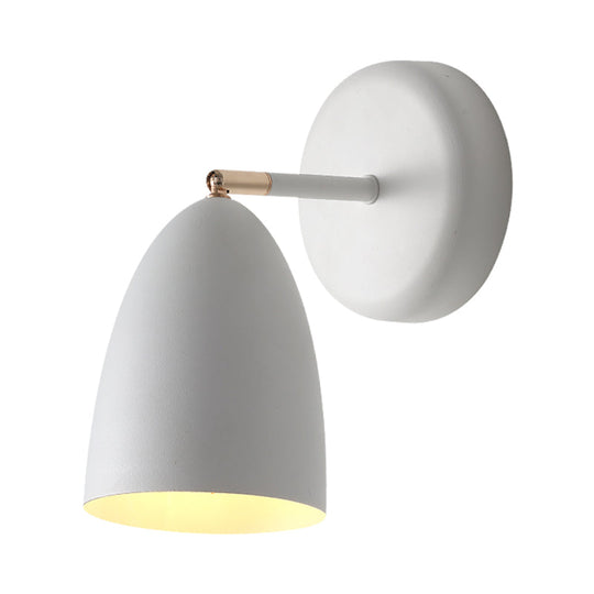 Minimalist 1-Bulb White Wall Sconce Light With Metal Shade