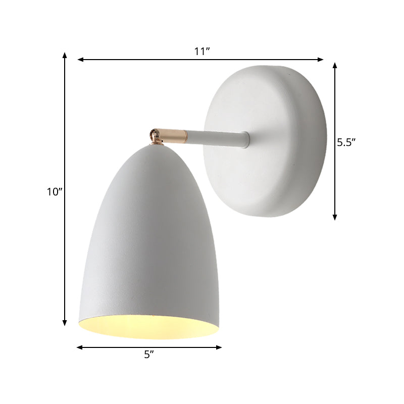 Minimalist 1-Bulb White Wall Sconce Light With Metal Shade