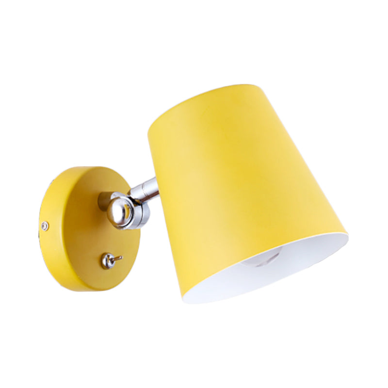 Modern Yellow Sconce Light Fixture With Conical Metal Shade For Bedroom Wall