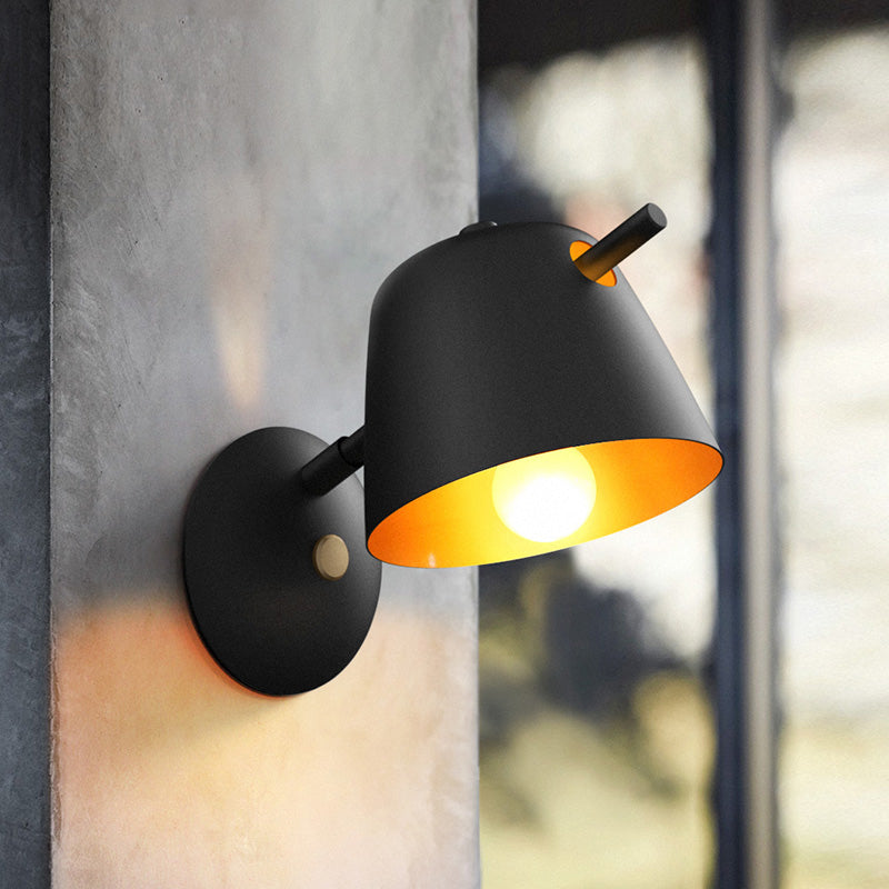 Modern Flare Wall Mount Sconce With 1 Head Metal Shade In Black/White/Blue