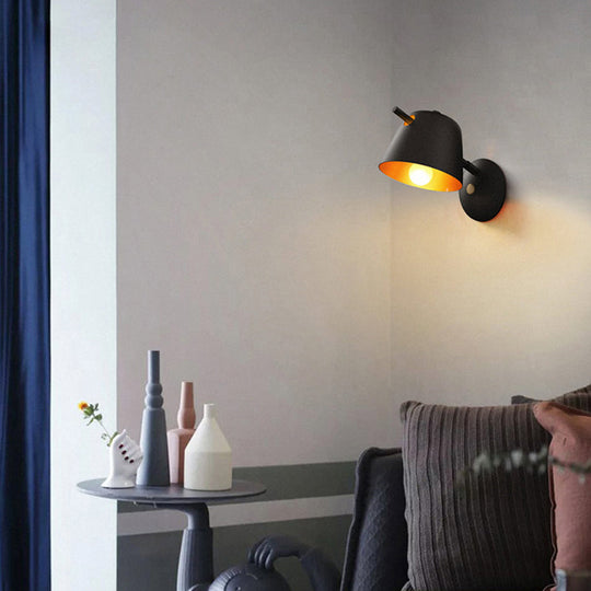 Modern Flare Wall Mount Sconce With 1 Head Metal Shade In Black/White/Blue