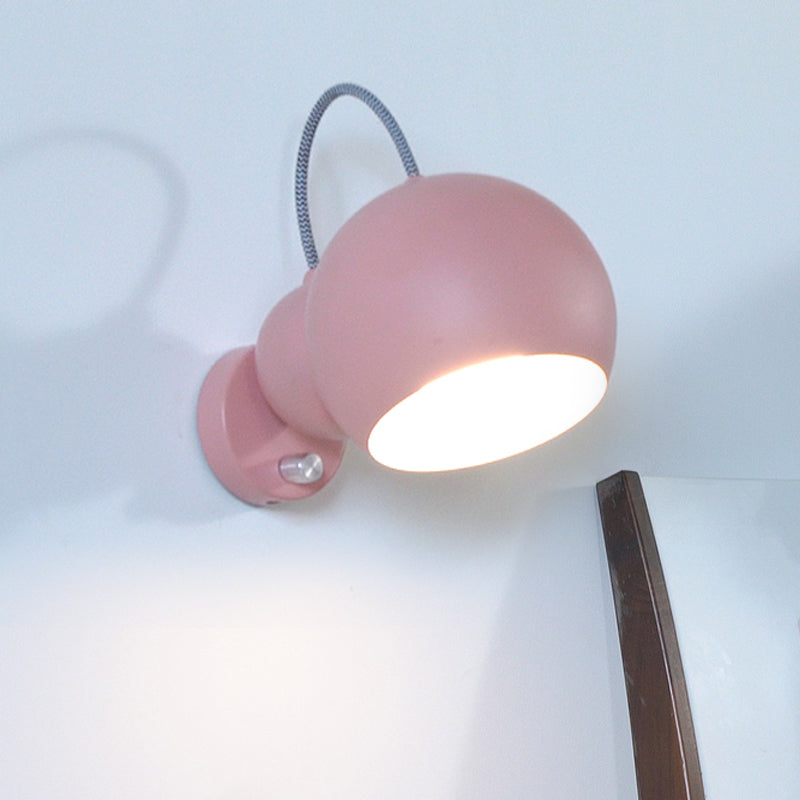 Modern Pink Spherical Wall Light Fixture For Living Room Decor