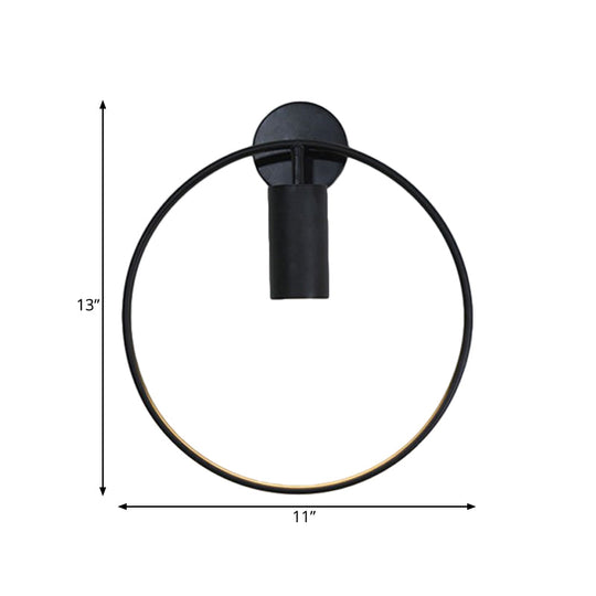 Minimalist Metal Circular Sconce Light: Wall Mounted Black Lamp For Living Room