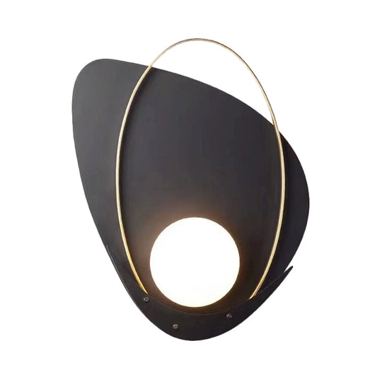 Minimalist Black Triangular Wall Lamp With White Glass Shade