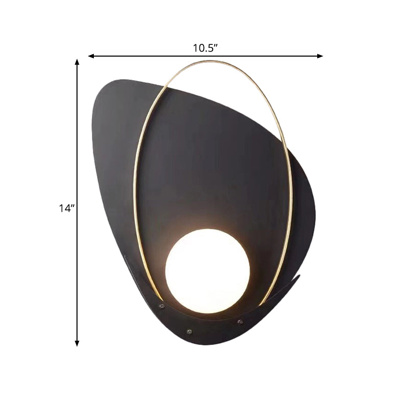 Minimalist Black Triangular Wall Lamp With White Glass Shade