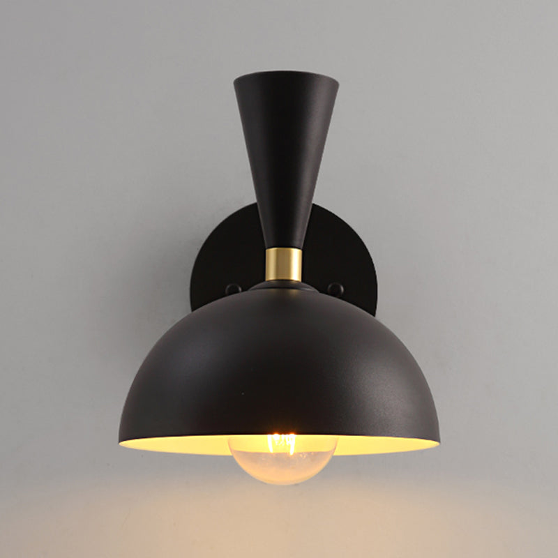 Modern Dome Sconce: Wall Mounted Metal Lighting With Rotating Node Black/White