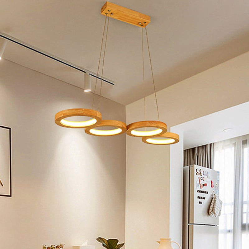 Modern Wooden Pendant Light: 4/5-Light Dining Room Chandelier Beige Led Orb Shade In Warm Light