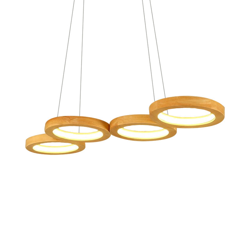 Modern Wooden Pendant Light: 4/5-Light Dining Room Chandelier Beige Led Orb Shade In Warm Light