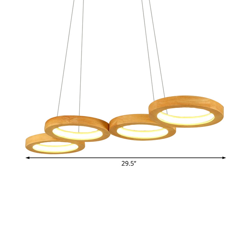 Modern Wooden Pendant Light: 4/5-Light Dining Room Chandelier Beige Led Orb Shade In Warm Light