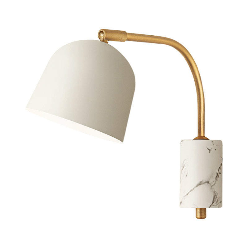 Modern Domed Wall Sconce With Metal Shade And 1 Head In White/Blue/Brass