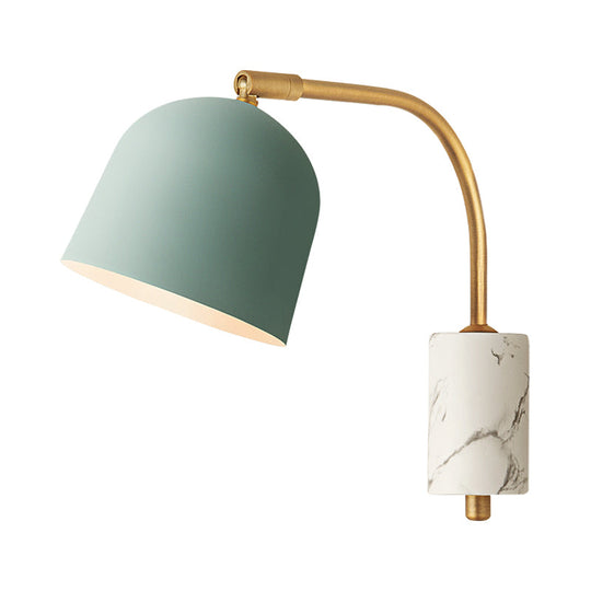 Modern Domed Wall Sconce With Metal Shade And 1 Head In White/Blue/Brass