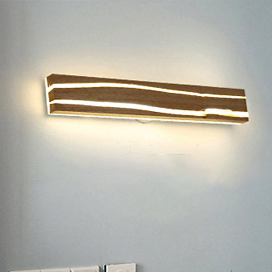 Striped Wood Sconce Led Light - Beige Vanity For Bedroom