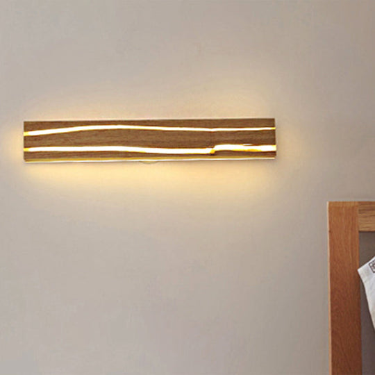 Striped Wood Sconce Led Light - Beige Vanity For Bedroom