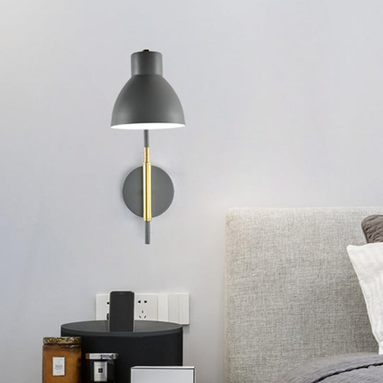 Modern Grey Metal Bowl Wall Lamp With Swing Arm - 1 Head Sconce Light Fixture