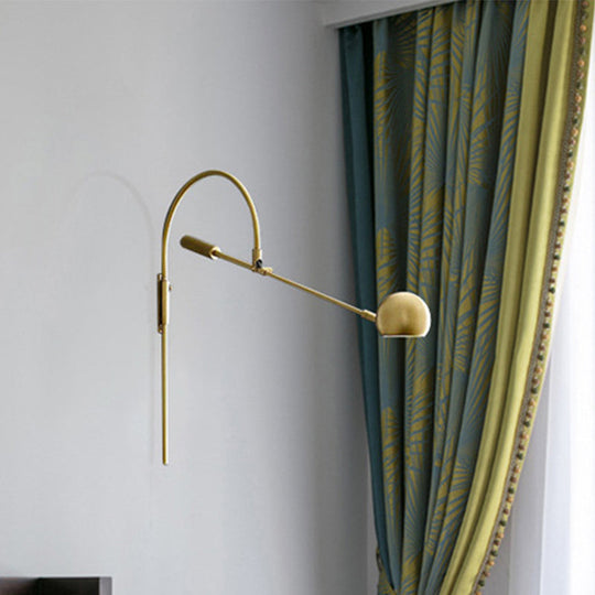 Modern Metal Wall Sconce Light: Globe Design Led Brass/Black Lighting For Living Room