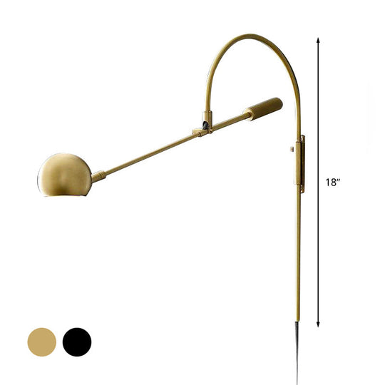 Modern Metal Wall Sconce Light: Globe Design Led Brass/Black Lighting For Living Room