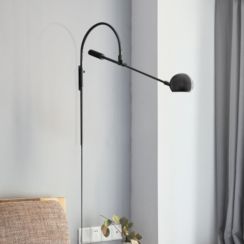 Modern Metal Wall Sconce Light: Globe Design Led Brass/Black Lighting For Living Room Black