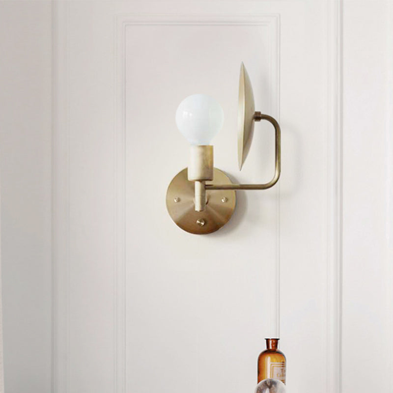 Gold Bare Bulb Led Wall Sconce - Modern Metal Lighting Fixture For Living Room