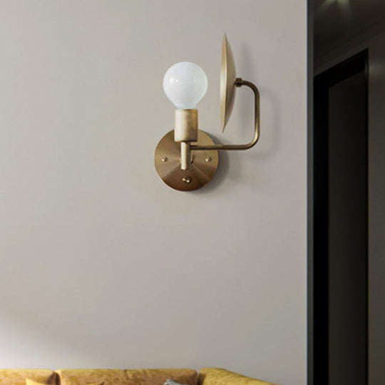 Gold Bare Bulb Led Wall Sconce - Modern Metal Lighting Fixture For Living Room