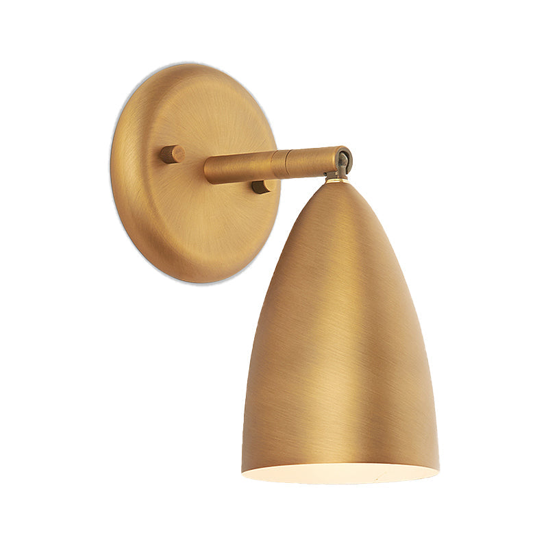 Contemporary Brass Bedroom Sconce - Elongated Dome Wall Mount Lamp