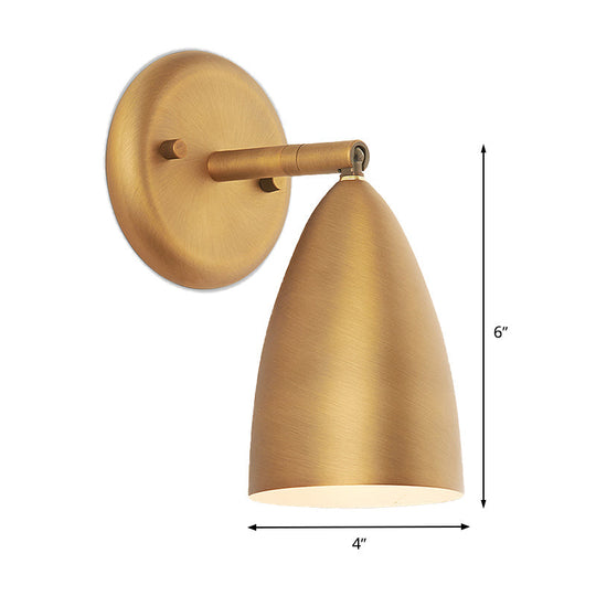 Contemporary Brass Bedroom Sconce - Elongated Dome Wall Mount Lamp