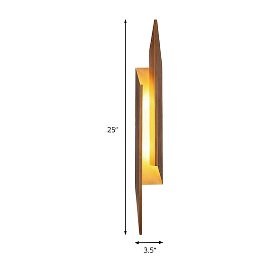 Modern Brown Wall Sconce With Led Light & Geometric Metal Shade For Living Room