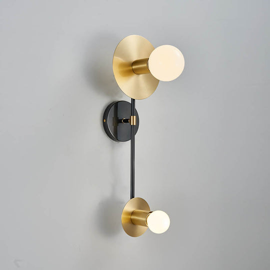 Modern Gold Wall Sconce With Opal Glass Shade - 2 Lights Bulb Lamp