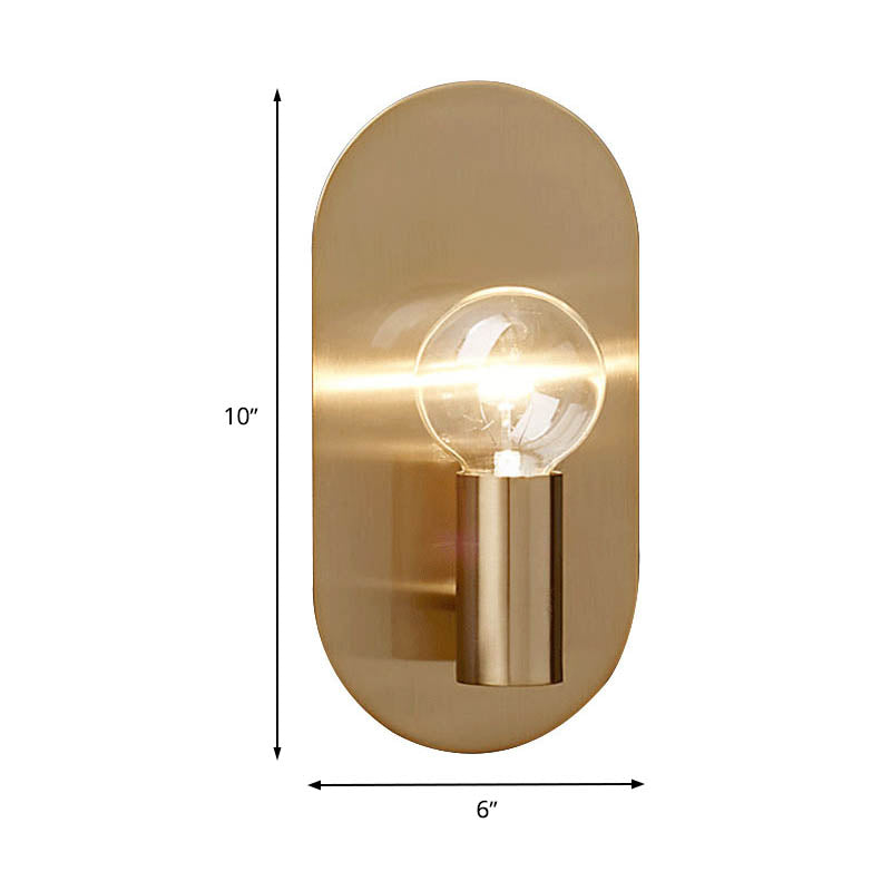 Contemporary Gold Wall Mounted Bedroom Sconce Light With Bare Bulb Metal Shade