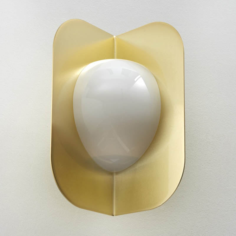 Modern Gold Led Bedroom Sconce Light With Curved Metal Shade