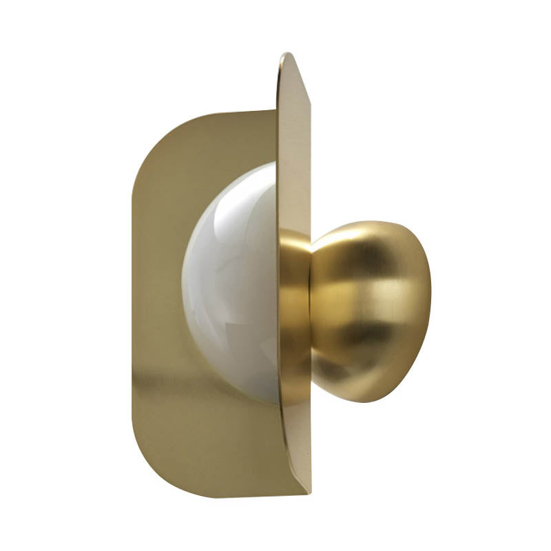 Modern Gold Led Bedroom Sconce Light With Curved Metal Shade