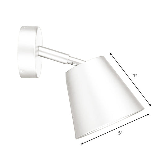 Tapered Led Bathroom Wall Sconce - Minimalist Metal Design 1 Head White/Chrome