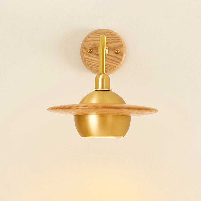 Wood Dome Wall Sconce - Asian-Inspired Bedroom Lighting Fixture