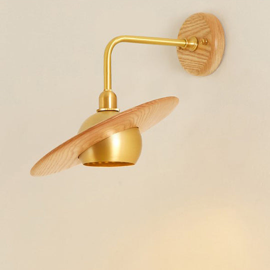 Wood Dome Wall Sconce - Asian-Inspired Bedroom Lighting Fixture