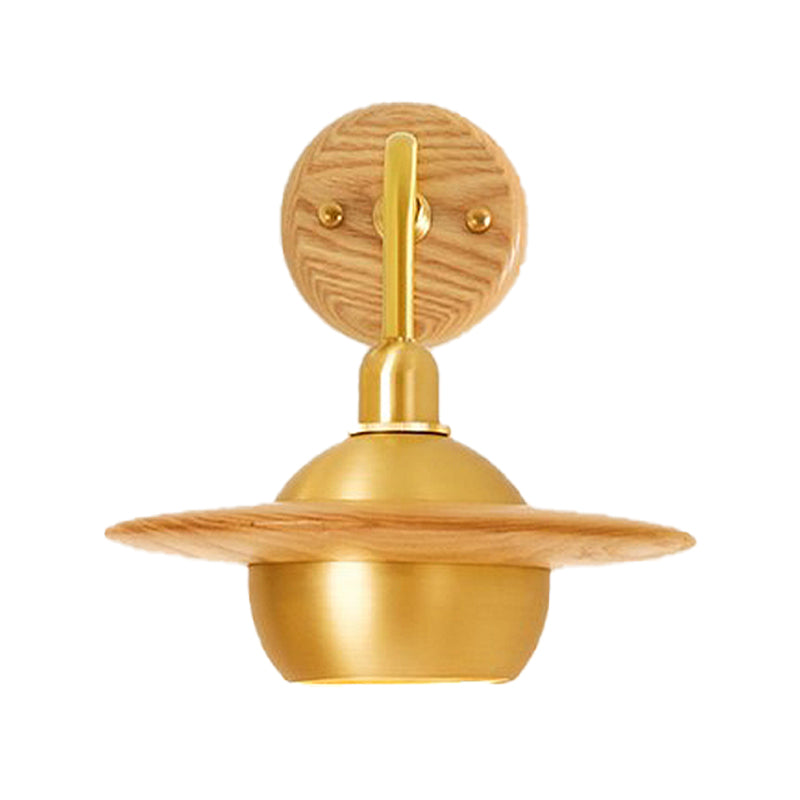 Wood Dome Wall Sconce - Asian-Inspired Bedroom Lighting Fixture