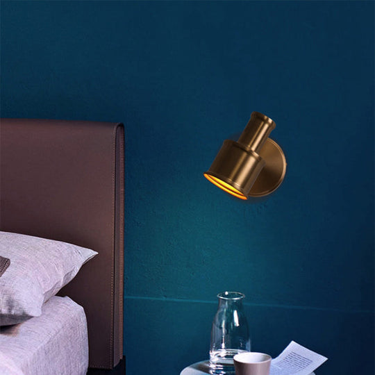 Contemporary Metal Cylinder Wall Sconce Lighting - Gold 1-Head Light For Bedroom