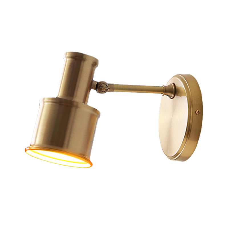 Contemporary Metal Cylinder Wall Sconce Lighting - Gold 1-Head Light For Bedroom