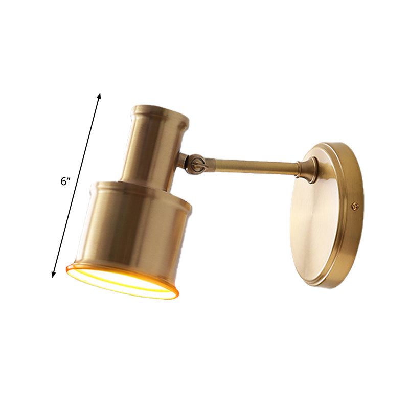 Contemporary Metal Cylinder Wall Sconce Lighting - Gold 1-Head Light For Bedroom