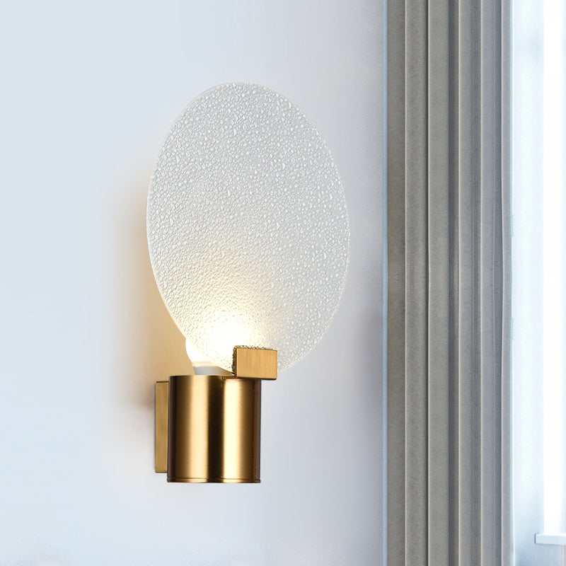 Contemporary Led Wall Mounted Lamp - Gold Round Design With Bubble Glass Shade