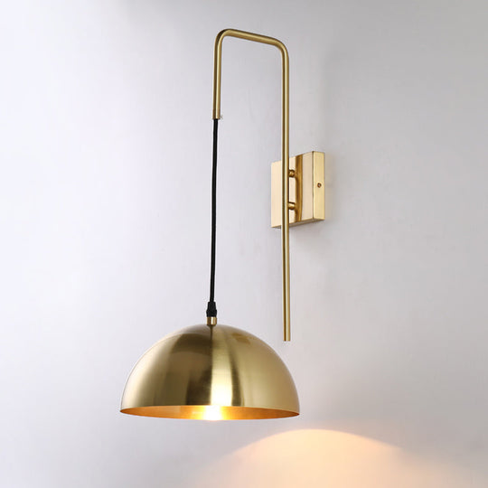 Brass Modernist Dome Sconce - Stylish 1-Bulb Wall Mounted Light Fixture For Bedroom