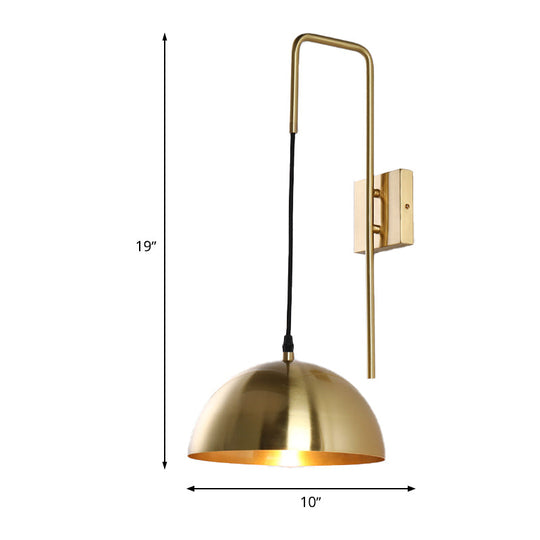 Brass Modernist Dome Sconce - Stylish 1-Bulb Wall Mounted Light Fixture For Bedroom